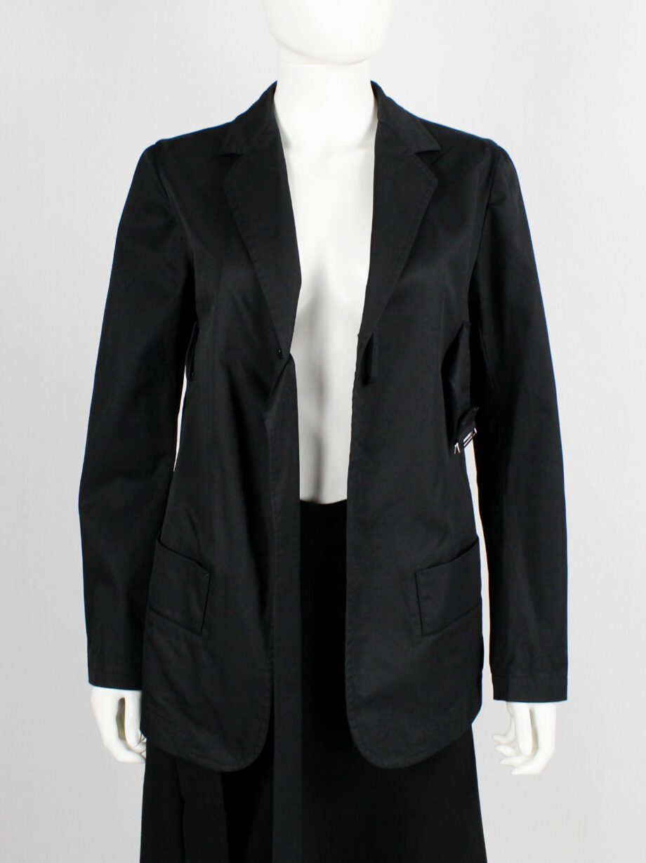 vintage Ys Yohji Yamamoto black blazer with belt strap across the chest (5)
