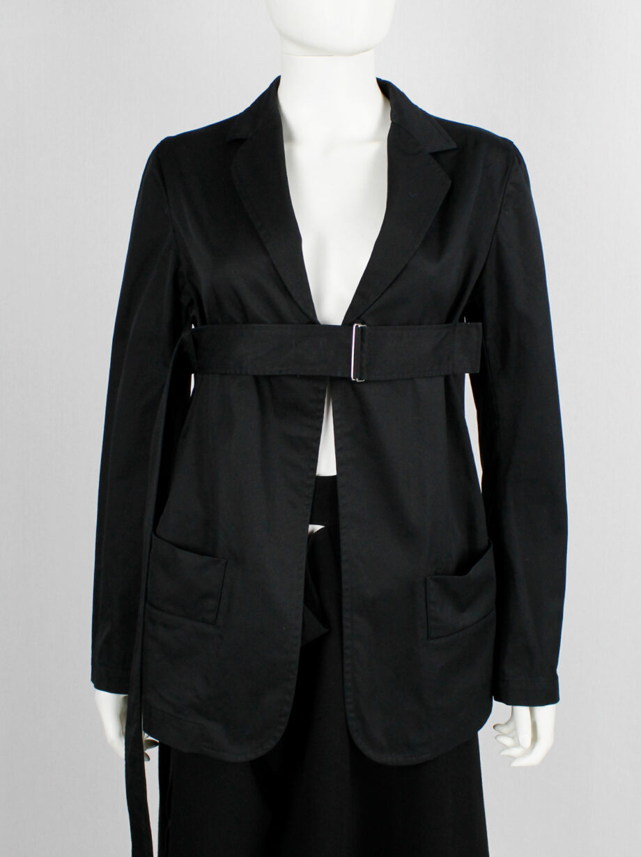 vintage Ys Yohji Yamamoto black blazer with belt strap across the chest (6)