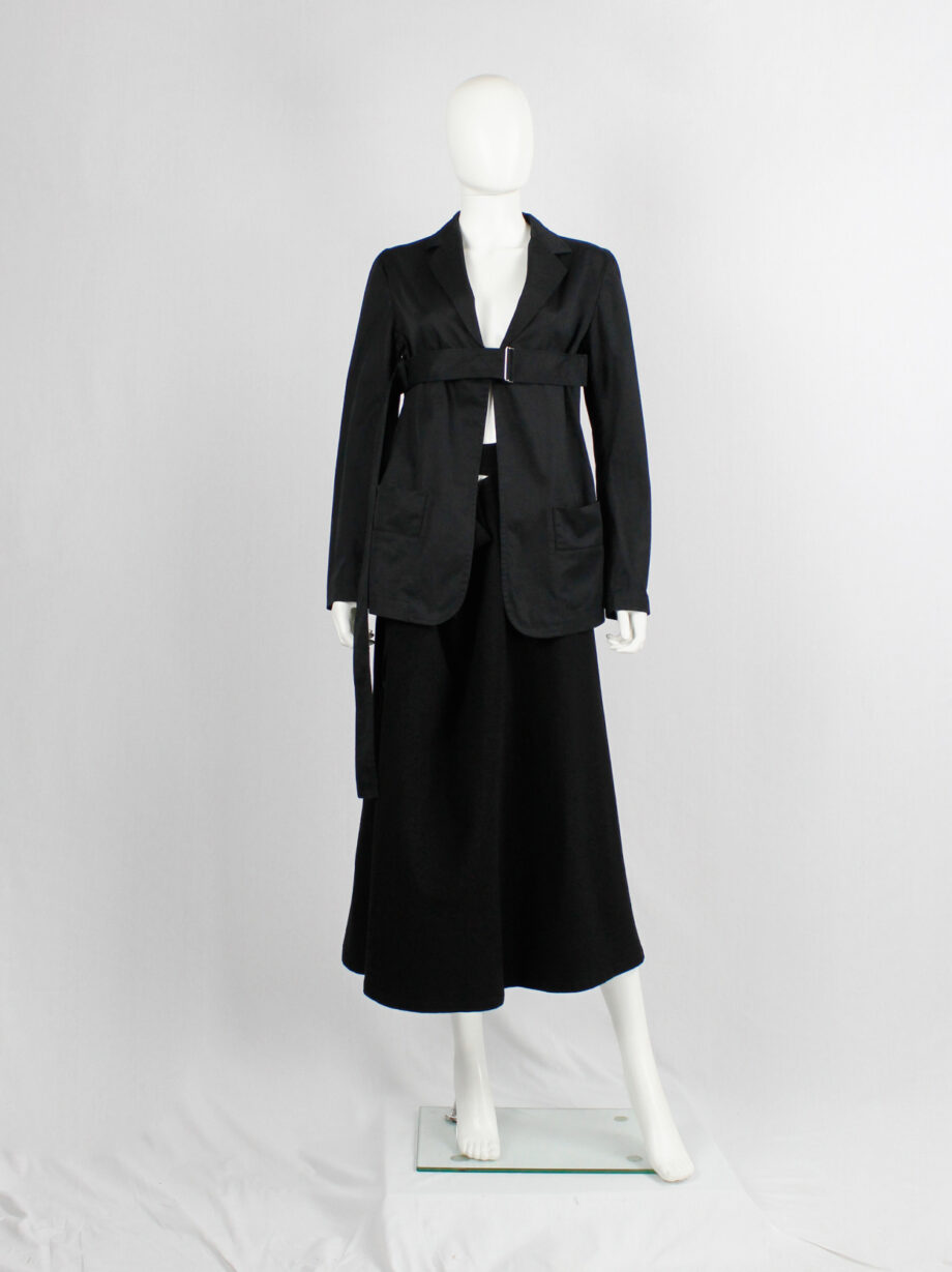 vintage Ys Yohji Yamamoto black blazer with belt strap across the chest (8)