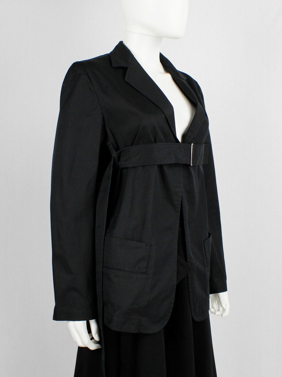 vintage Ys Yohji Yamamoto black blazer with belt strap across the chest (9)
