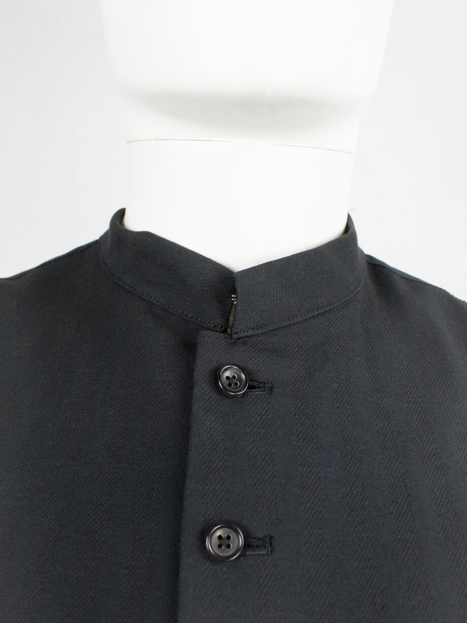vintage Y’s for Men black minimalist button up waistcoat with belted back 90s archive (11)