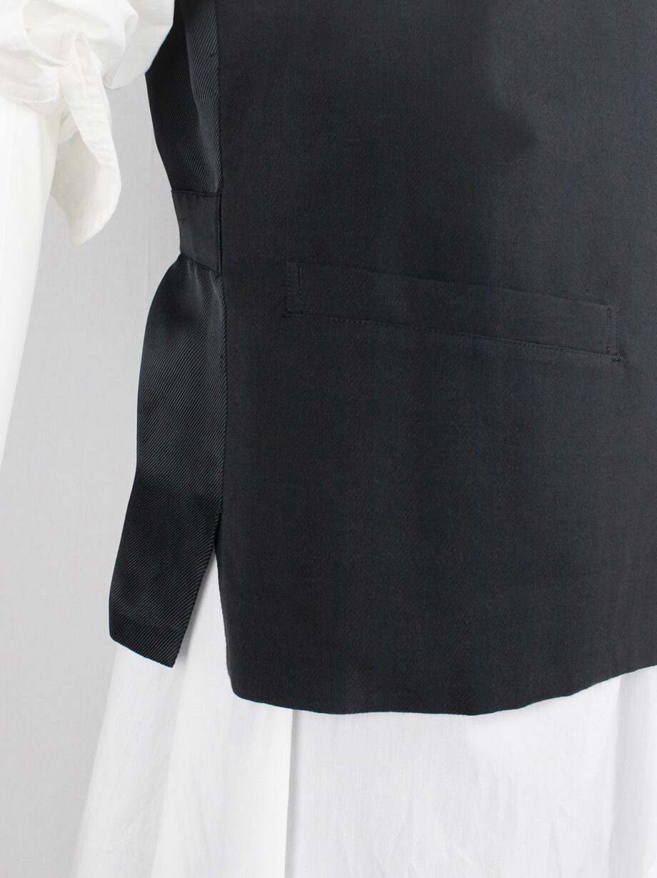 vintage Y’s for Men black minimalist button up waistcoat with belted back 90s archive (14)