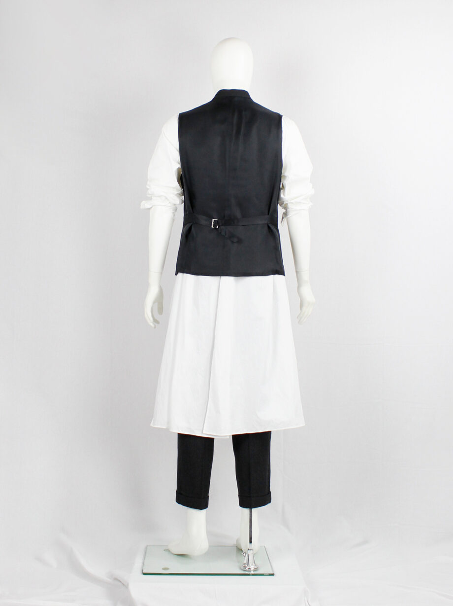 vintage Y’s for Men black minimalist button up waistcoat with belted back 90s archive (2)