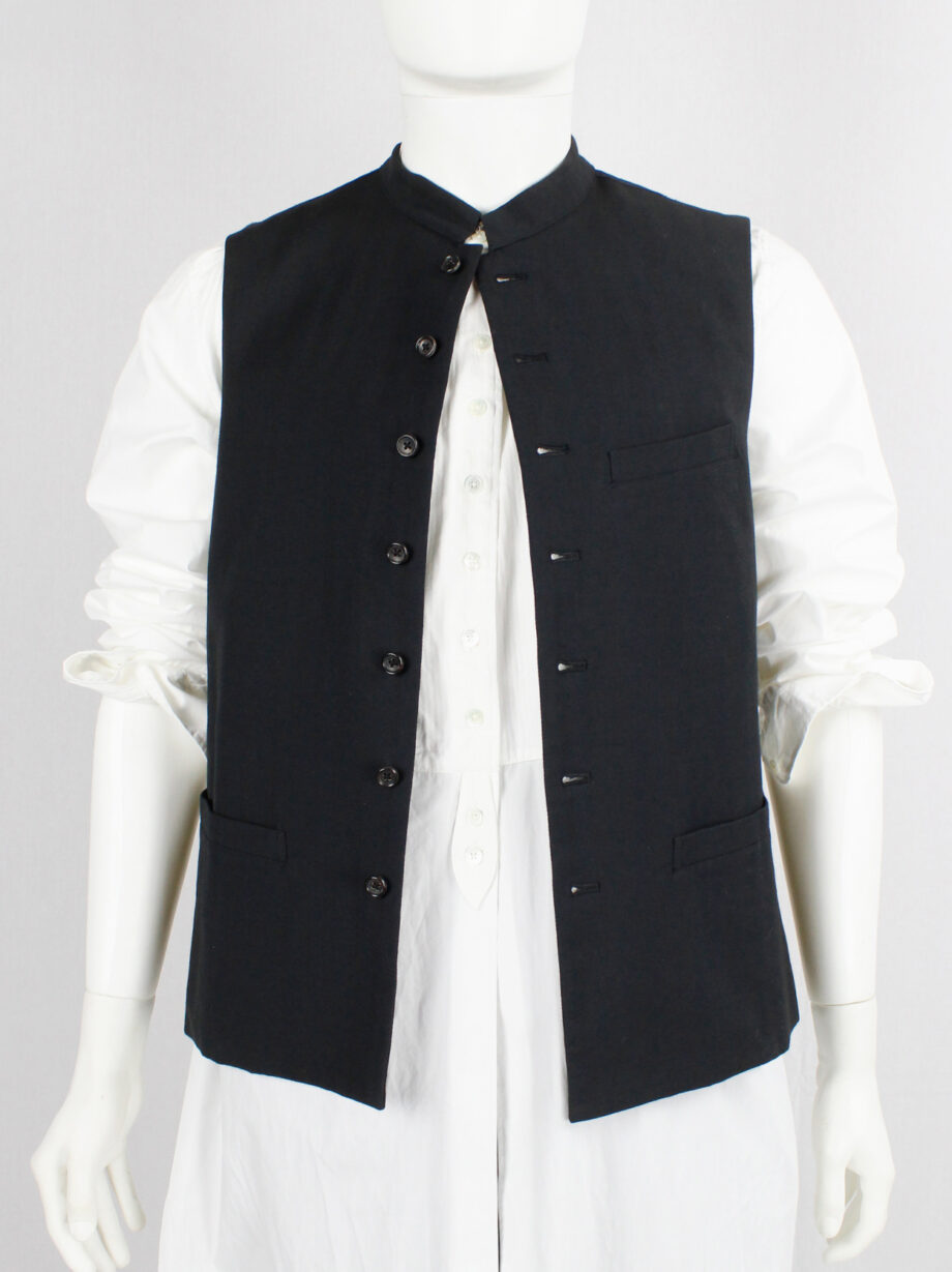 vintage Y’s for Men black minimalist button up waistcoat with belted back 90s archive (9)