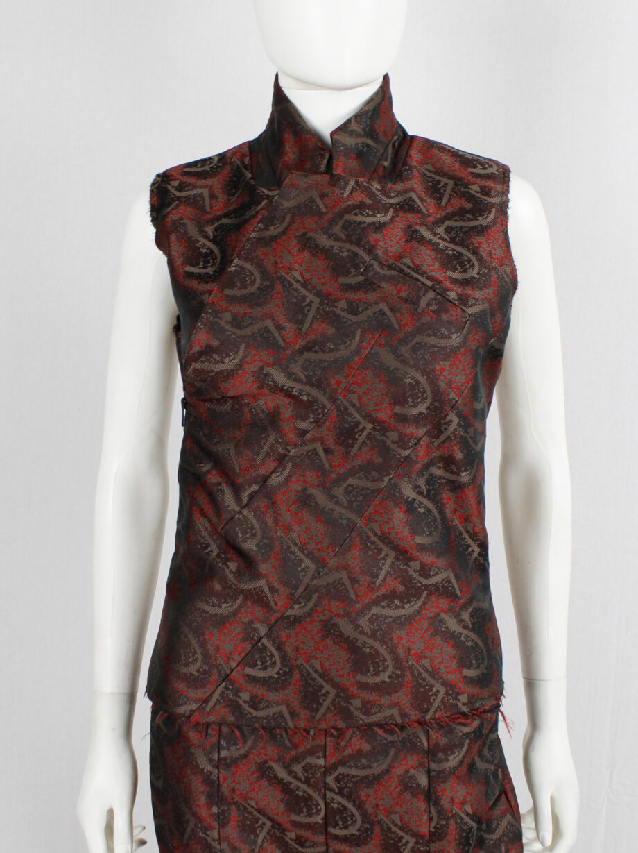 vintage af Vandevorst red brocade vest designed after a deconstructed mens blazer fall 2016 (1)