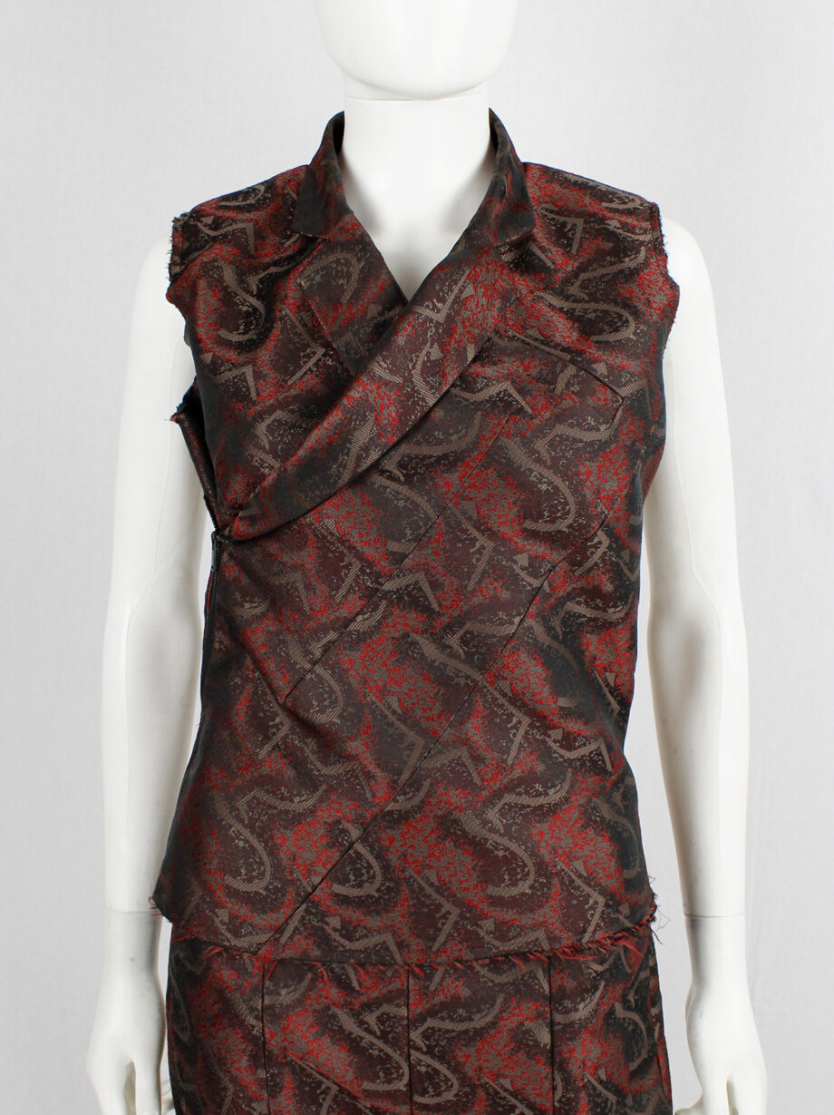 vintage af Vandevorst red brocade vest designed after a deconstructed mens blazer fall 2016 (17)