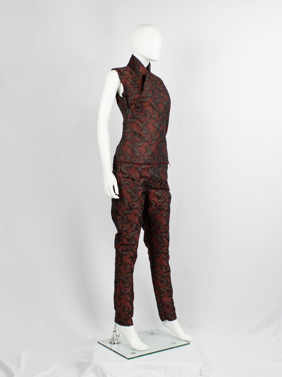 vintage af Vandevorst red brocade vest designed after a deconstructed mens blazer fall 2016 (7)