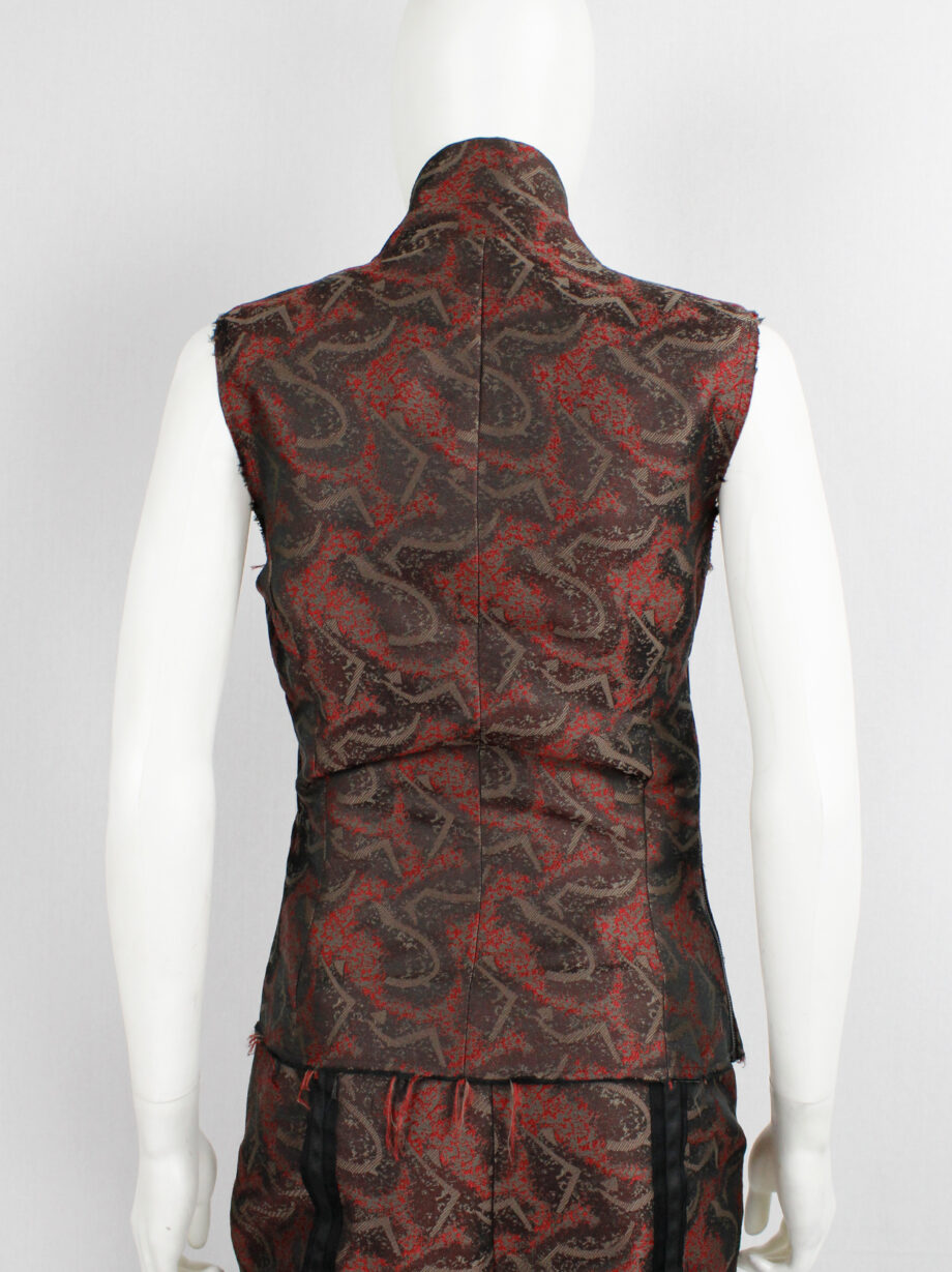 vintage af Vandevorst red brocade vest designed after a deconstructed mens blazer fall 2016 (9)