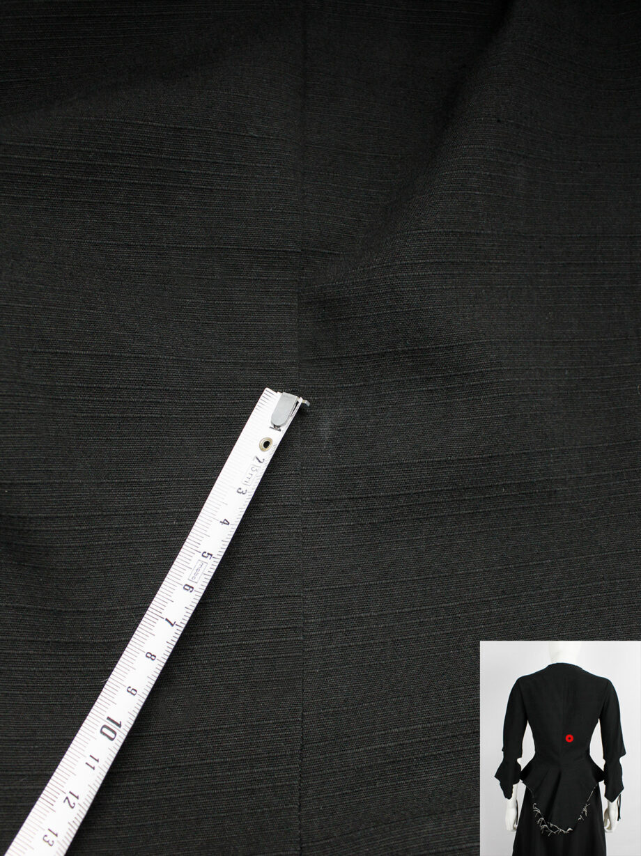 Yohji Yamamoto black peplum jacket with white frayed trims and cut out sleeves spring 2000 (30)