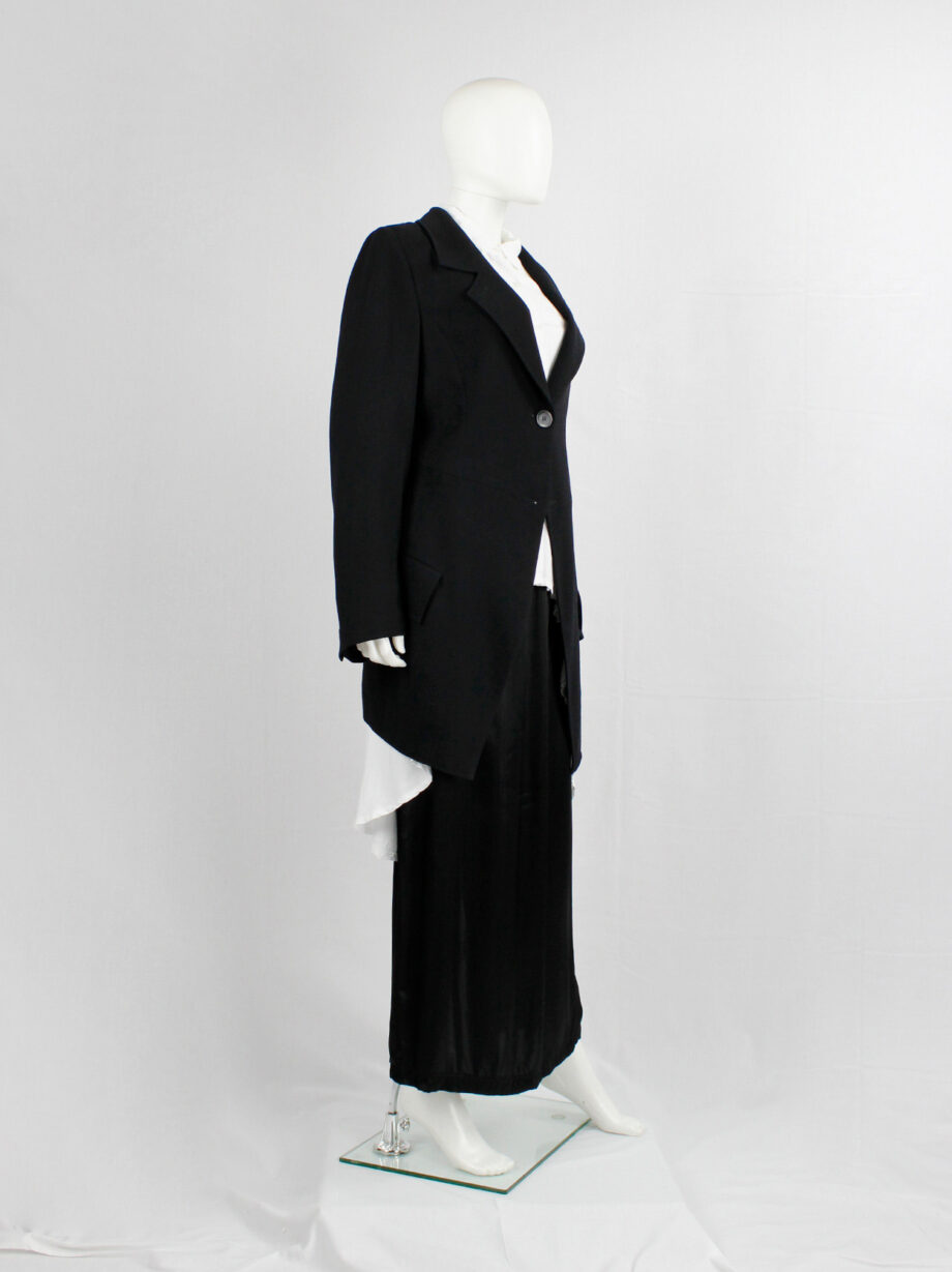 archive Ann Demeulemeester black asymmetrically wrapped cutaway blazer 1990s (10)