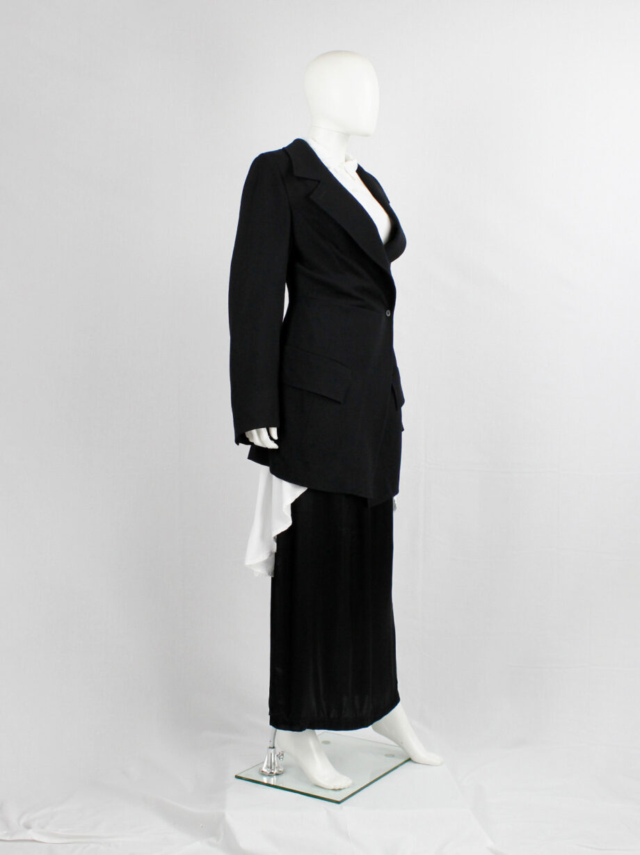 archive Ann Demeulemeester black asymmetrically wrapped cutaway blazer 1990s (15)