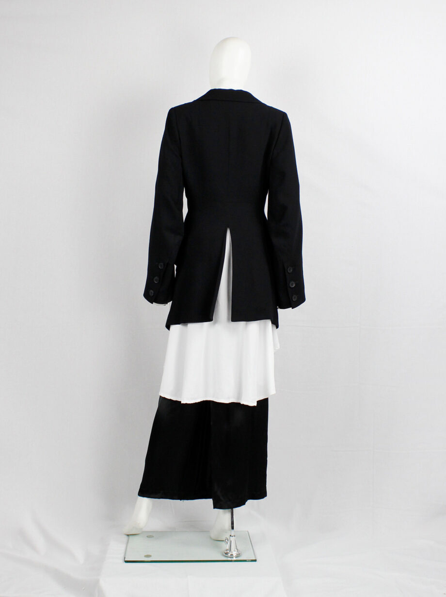 archive Ann Demeulemeester black asymmetrically wrapped cutaway blazer 1990s (16)