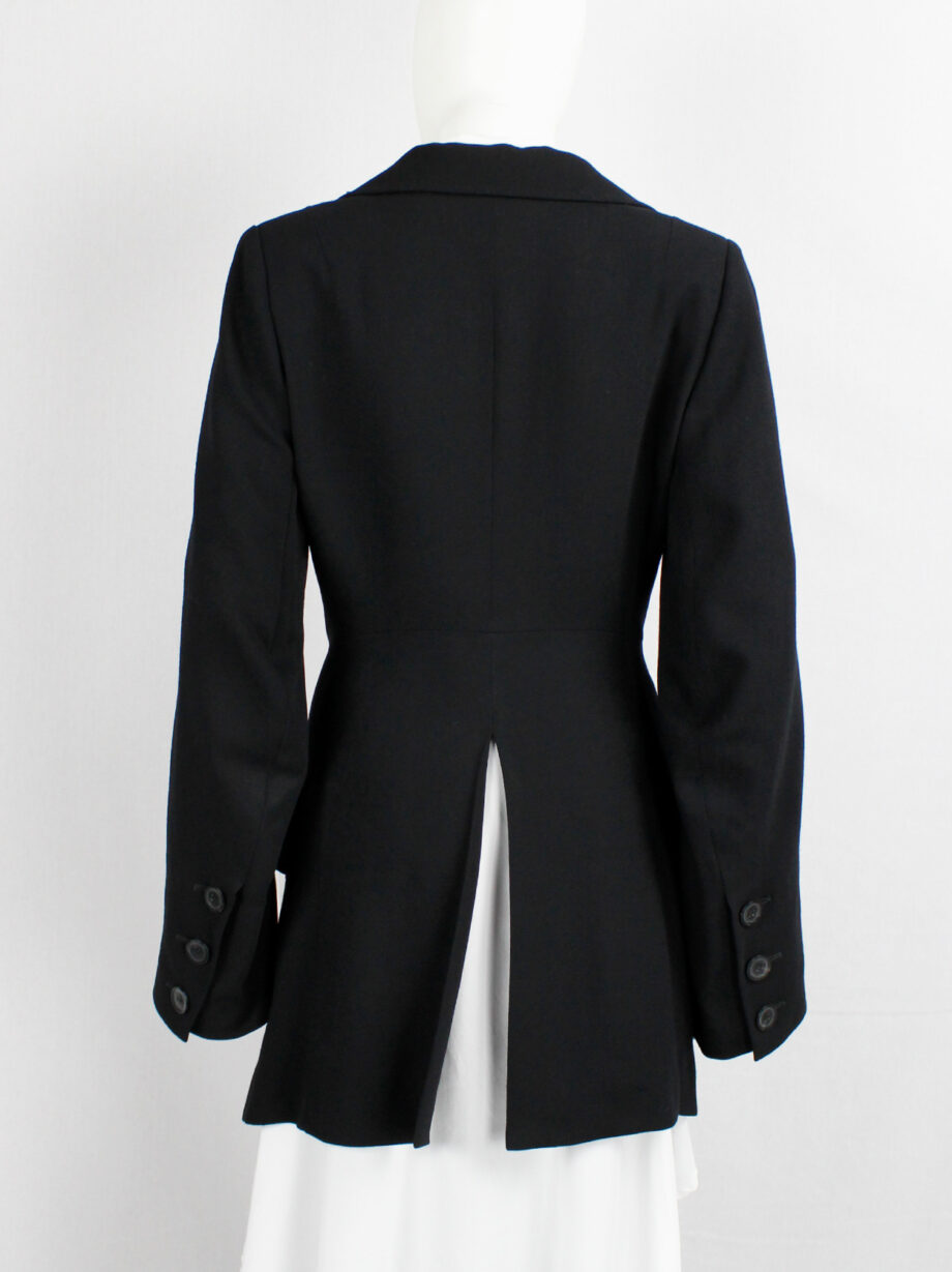 archive Ann Demeulemeester black asymmetrically wrapped cutaway blazer 1990s (17)