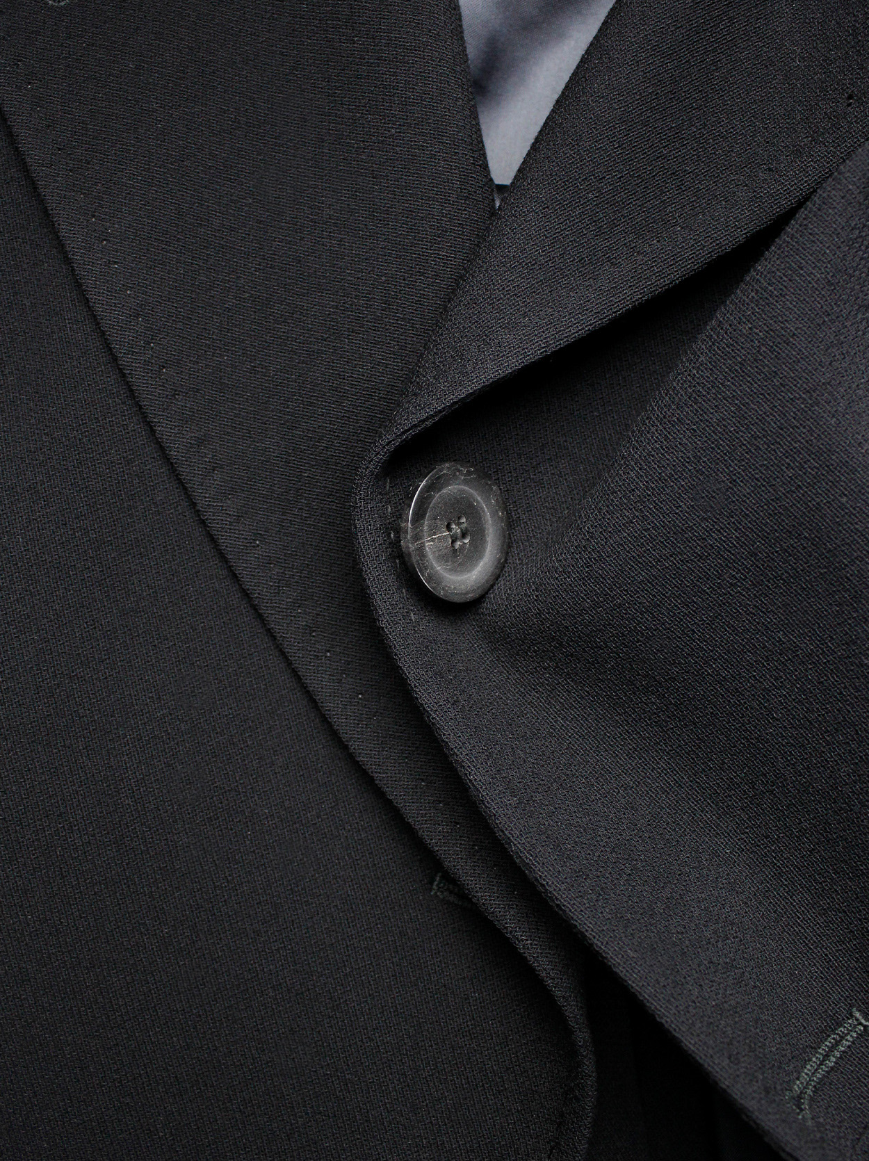 Ann Demeulemeester black asymmetrically wrapped cutaway blazer — 1995/ ...