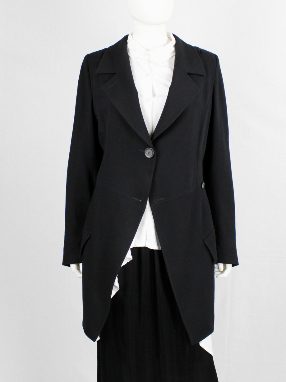 archive Ann Demeulemeester black asymmetrically wrapped cutaway blazer 1990s (3)