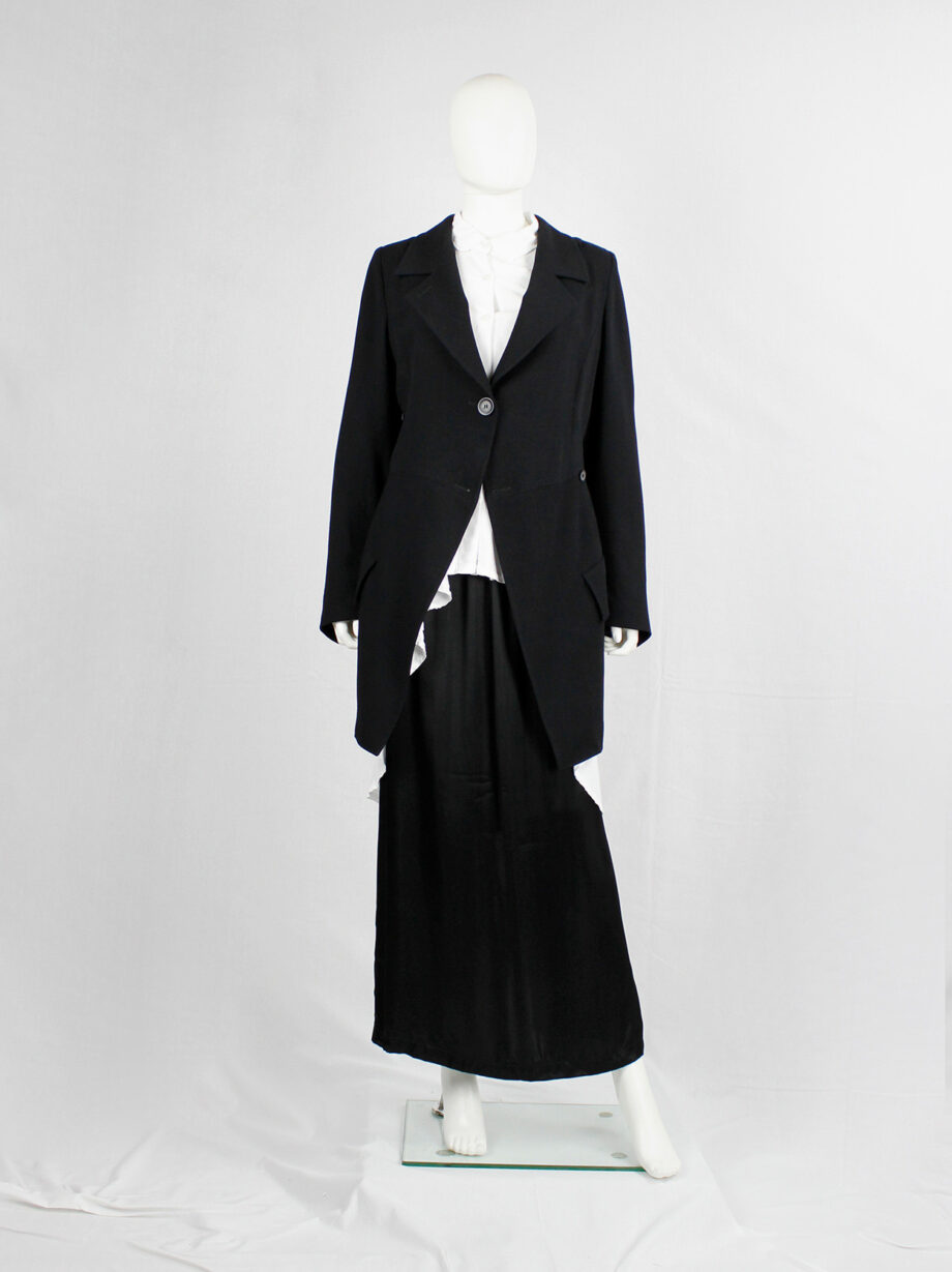 archive Ann Demeulemeester black asymmetrically wrapped cutaway blazer 1990s (5)