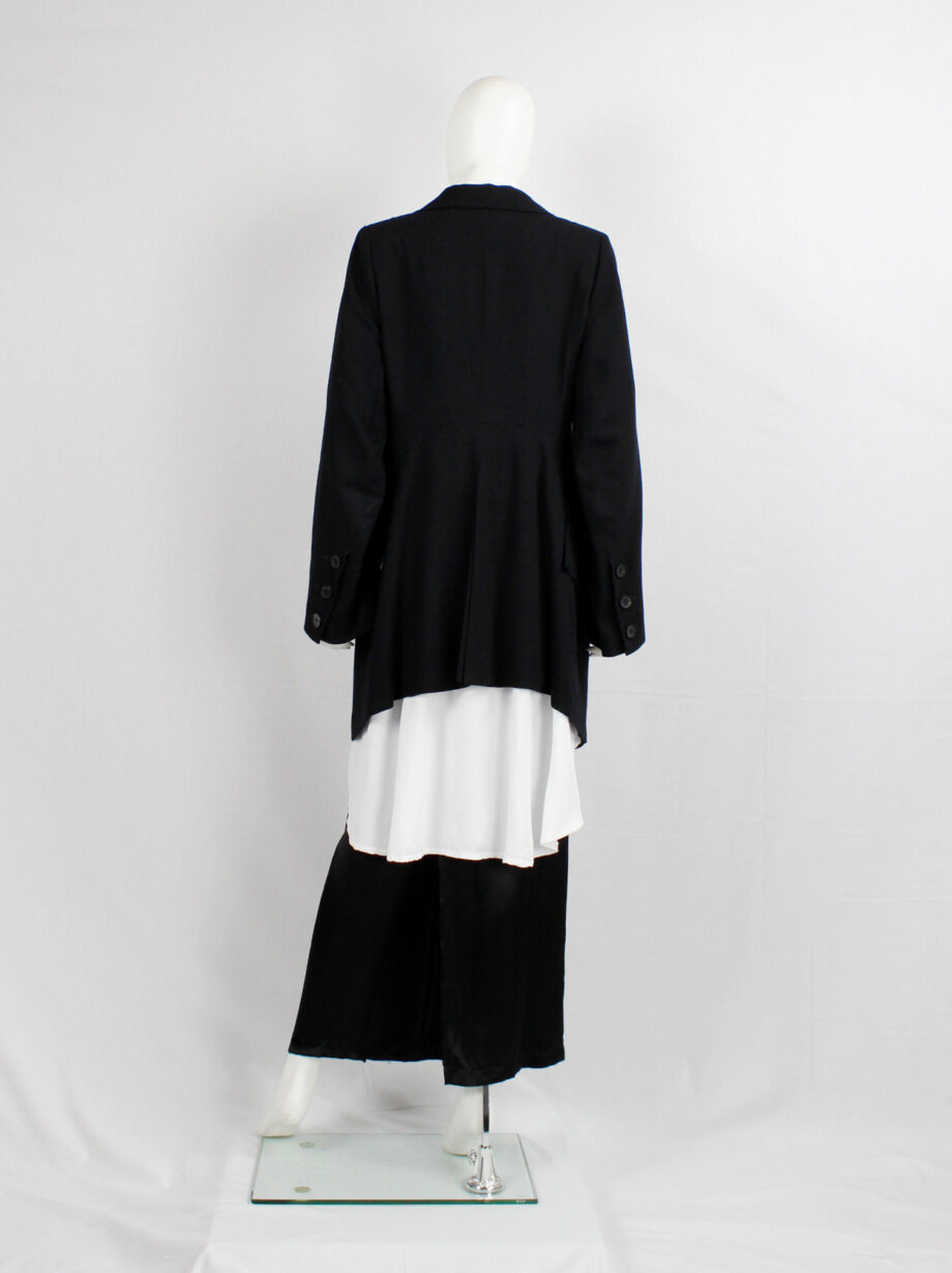 archive Ann Demeulemeester black asymmetrically wrapped cutaway blazer 1990s (6)
