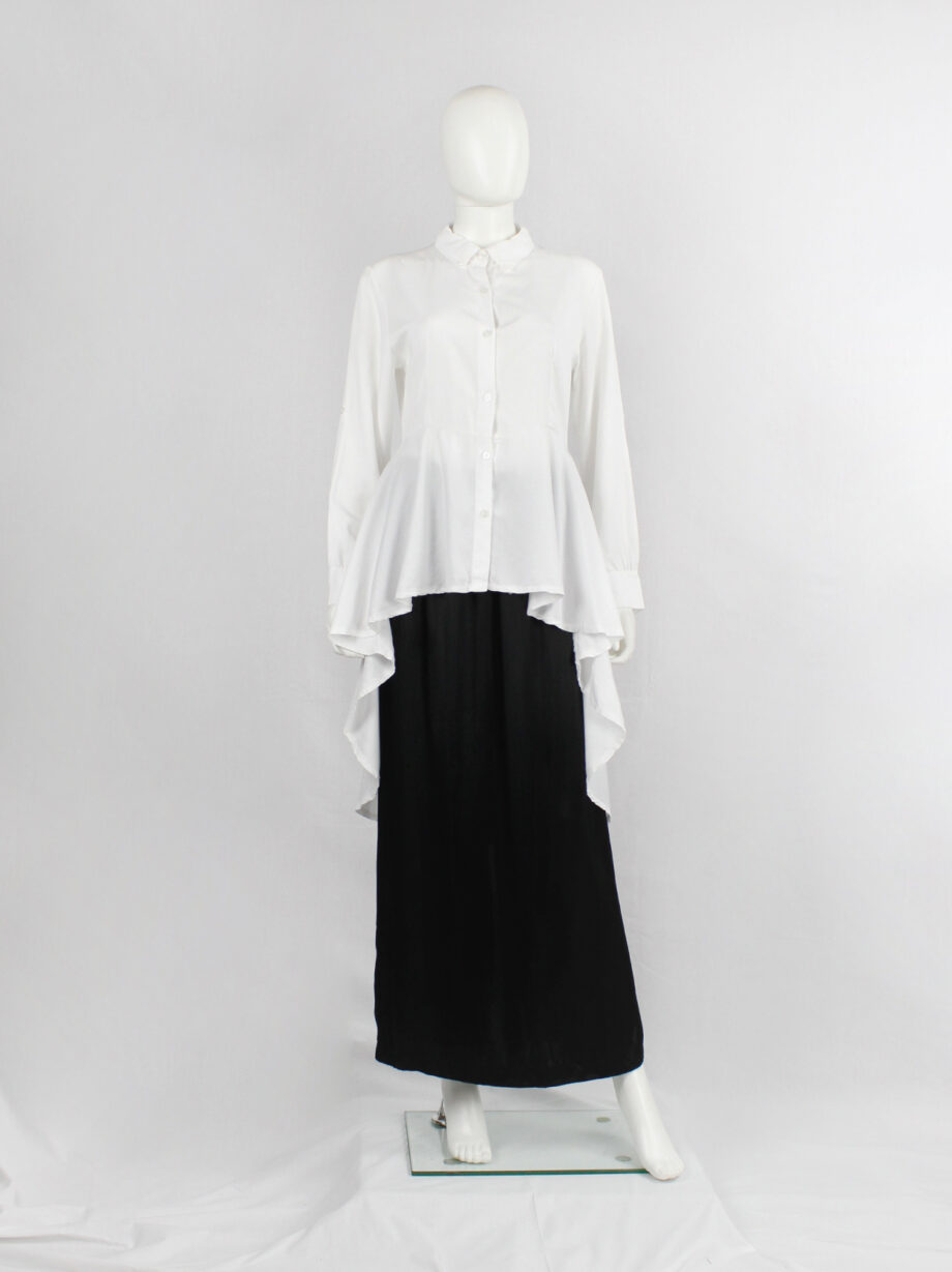 vinrage Ann Demeulemeester white shirt with high-low peplum hemline (2)