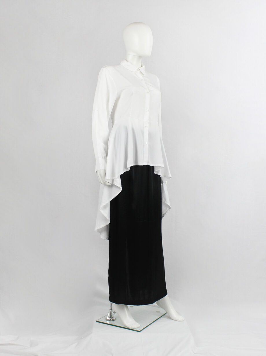 vinrage Ann Demeulemeester white shirt with high-low peplum hemline (3)