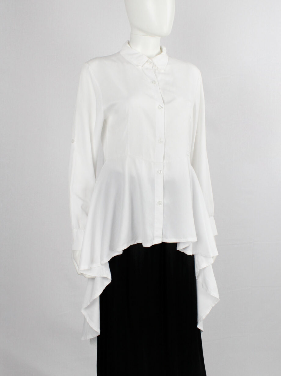 vinrage Ann Demeulemeester white shirt with high-low peplum hemline (9)