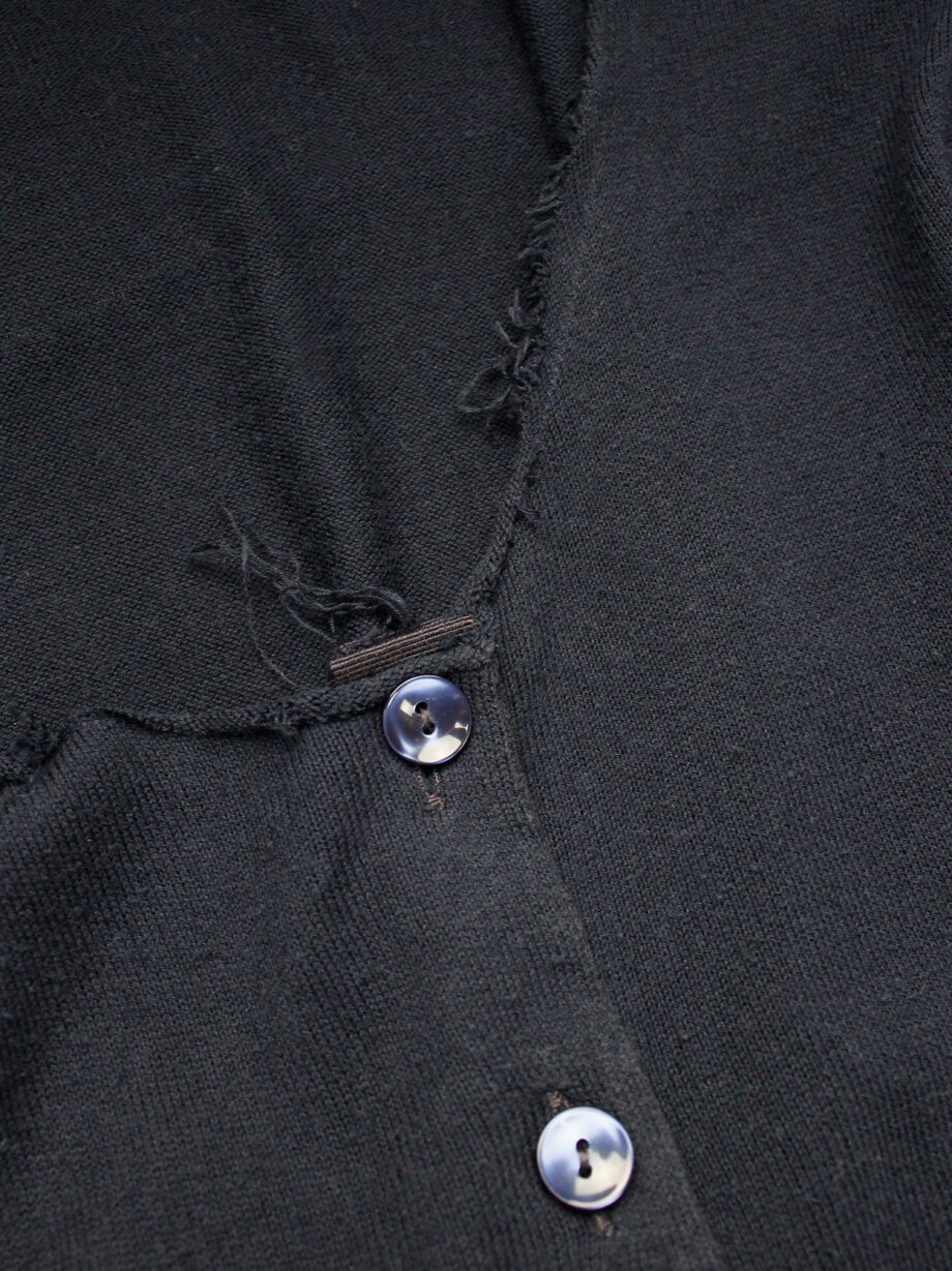 vintage Maison Martin Margiela dark blue cardigan with torn out neckline circa 2003 (5)