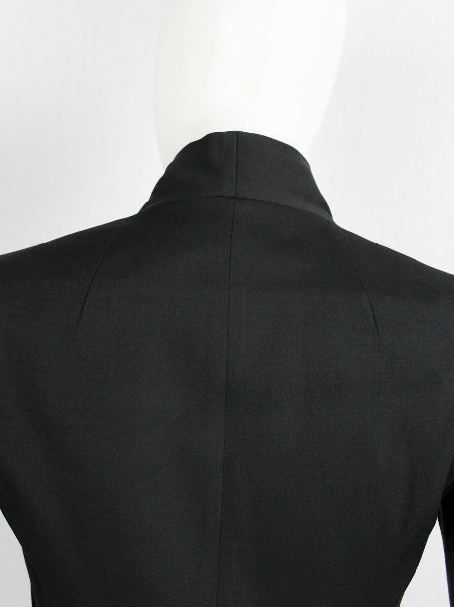 vintage Rick Owens black one button blazer with minimalist neckline and extra long sleeves (20)