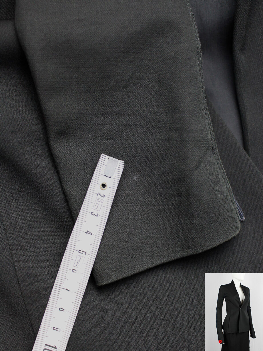 vintage Rick Owens black one button blazer with minimalist neckline and extra long sleeves (5)