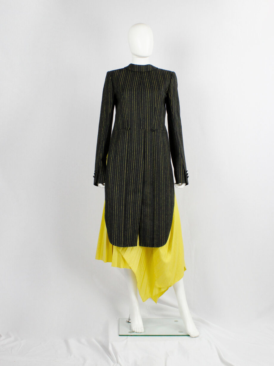 vintage af Vandevorst black long tailcoat with yellow pinstripes worn backwards fall 2002 (13)