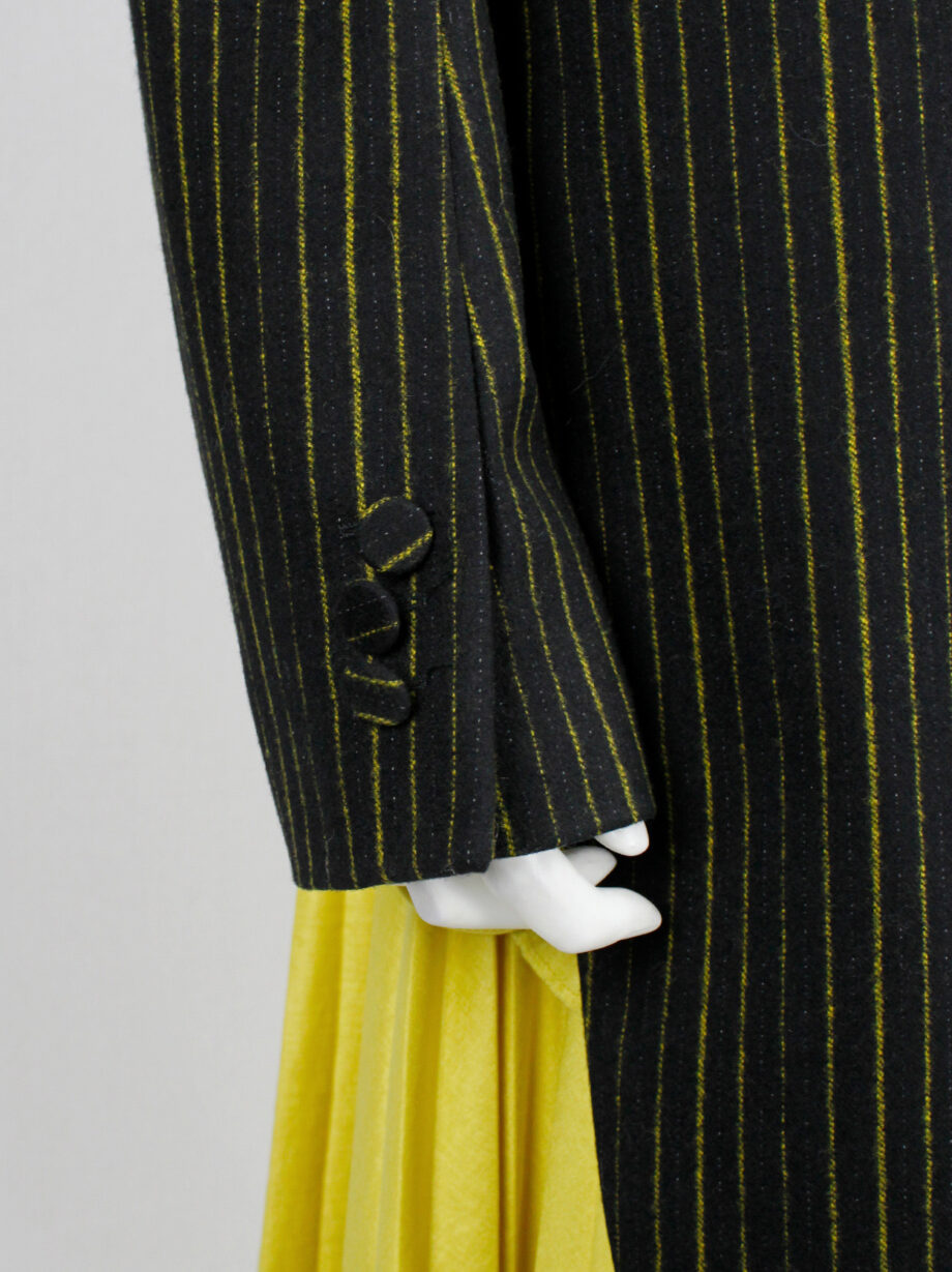 vintage af Vandevorst black long tailcoat with yellow pinstripes worn backwards fall 2002 (15)