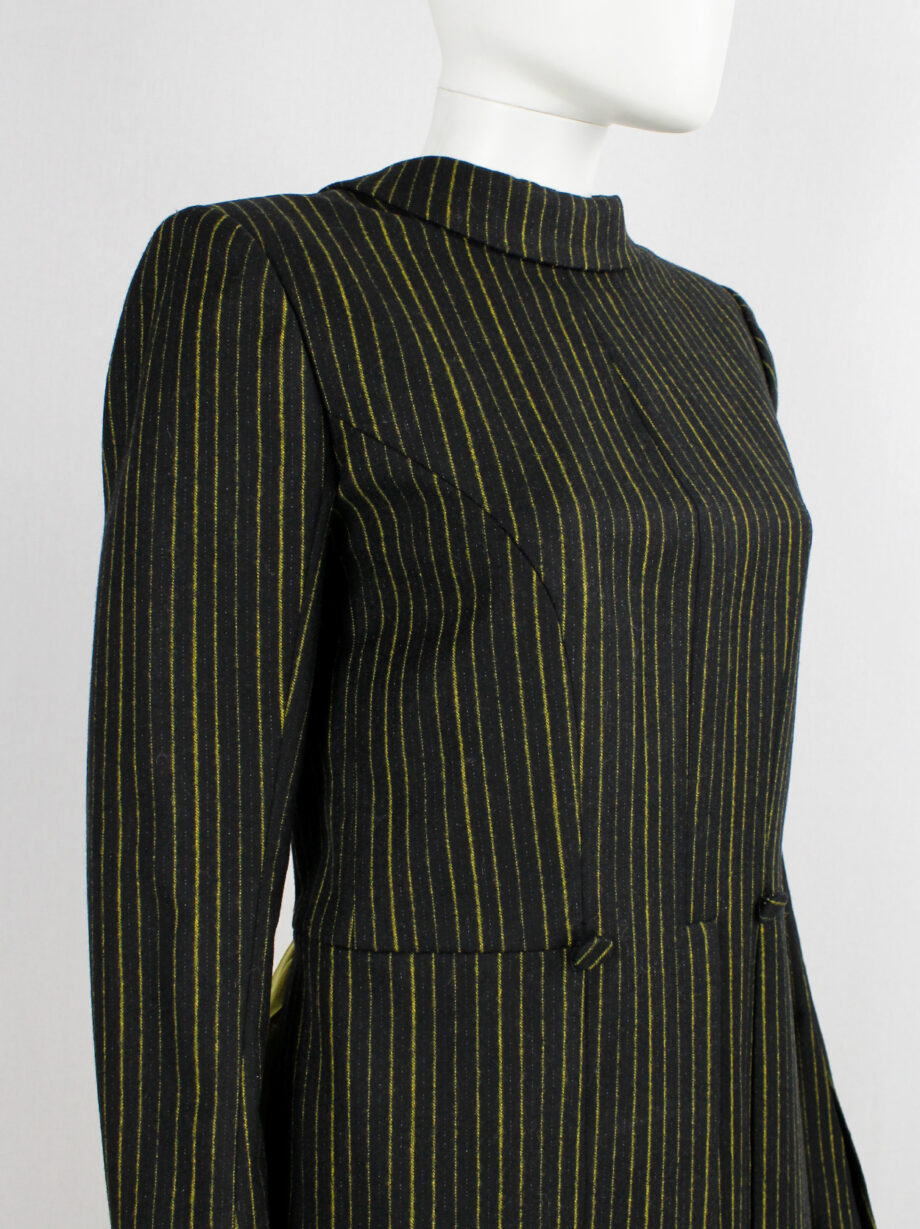 vintage af Vandevorst black long tailcoat with yellow pinstripes worn backwards fall 2002 (16)