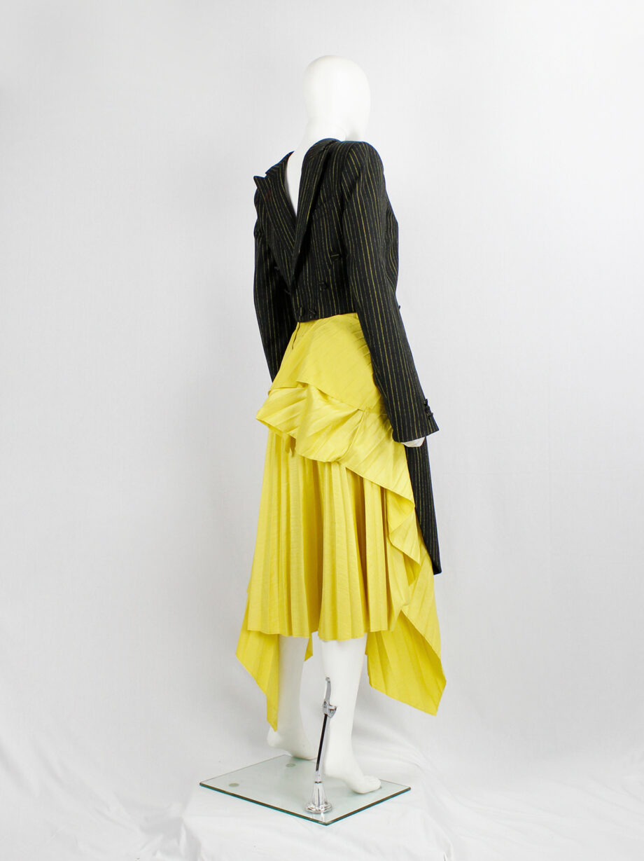 vintage af Vandevorst black long tailcoat with yellow pinstripes worn backwards fall 2002 (3)