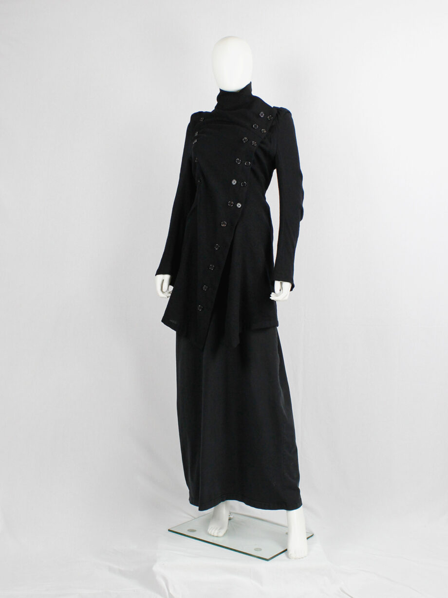 Ann Demeulemeester black long cardigan with a double row of buttons fall 2009 (1)