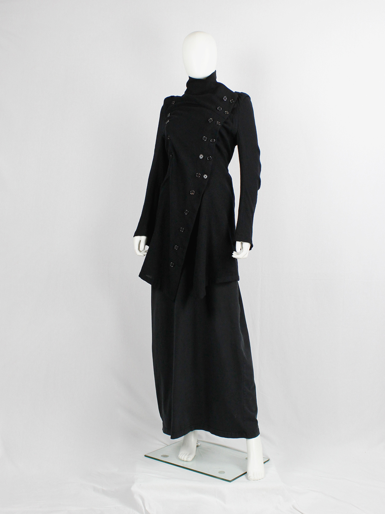 Ann Demeulemeester black long cardigan with a double row of buttons ...