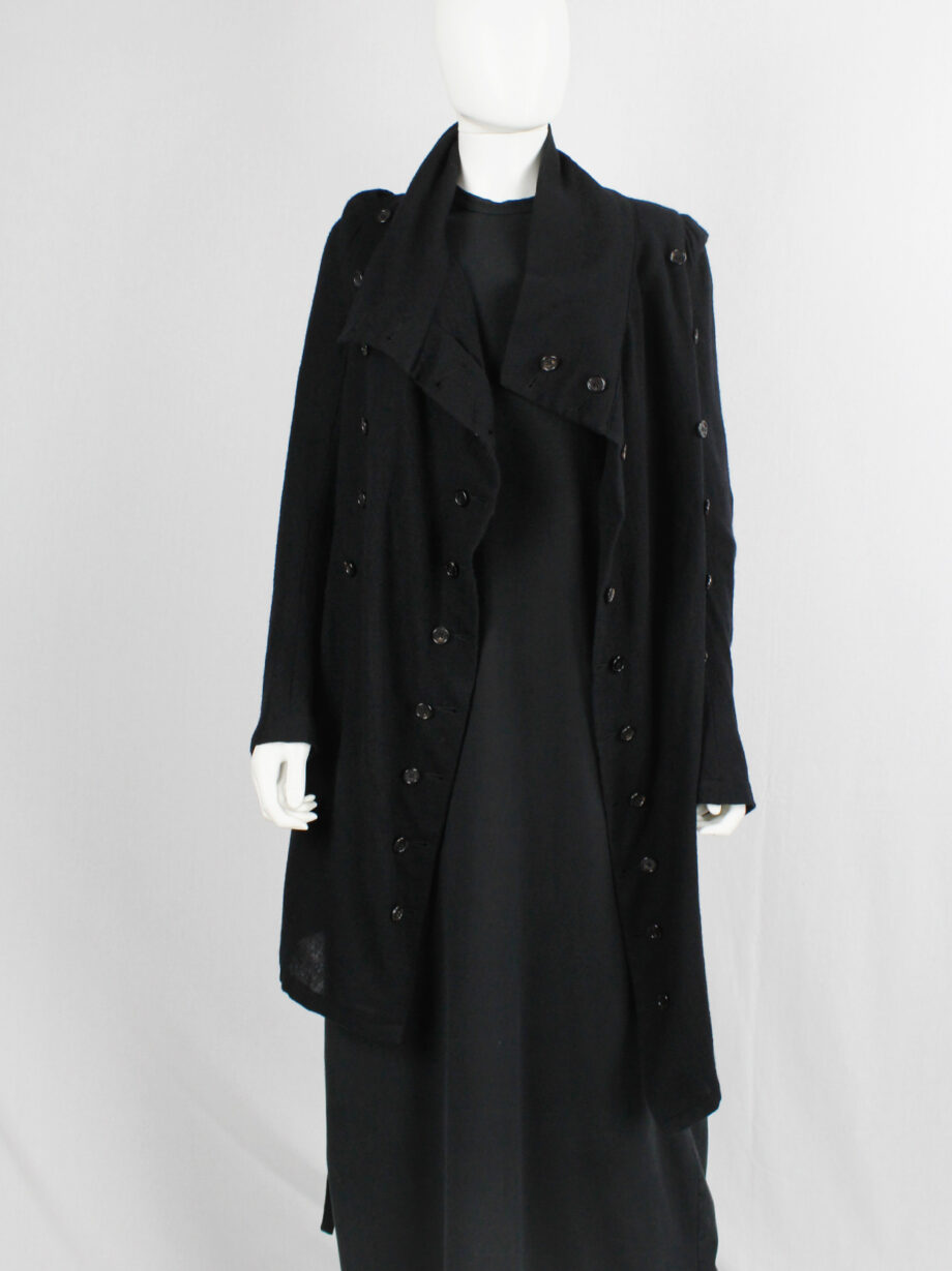 Ann Demeulemeester black long cardigan with a double row of buttons fall 2009 (14)