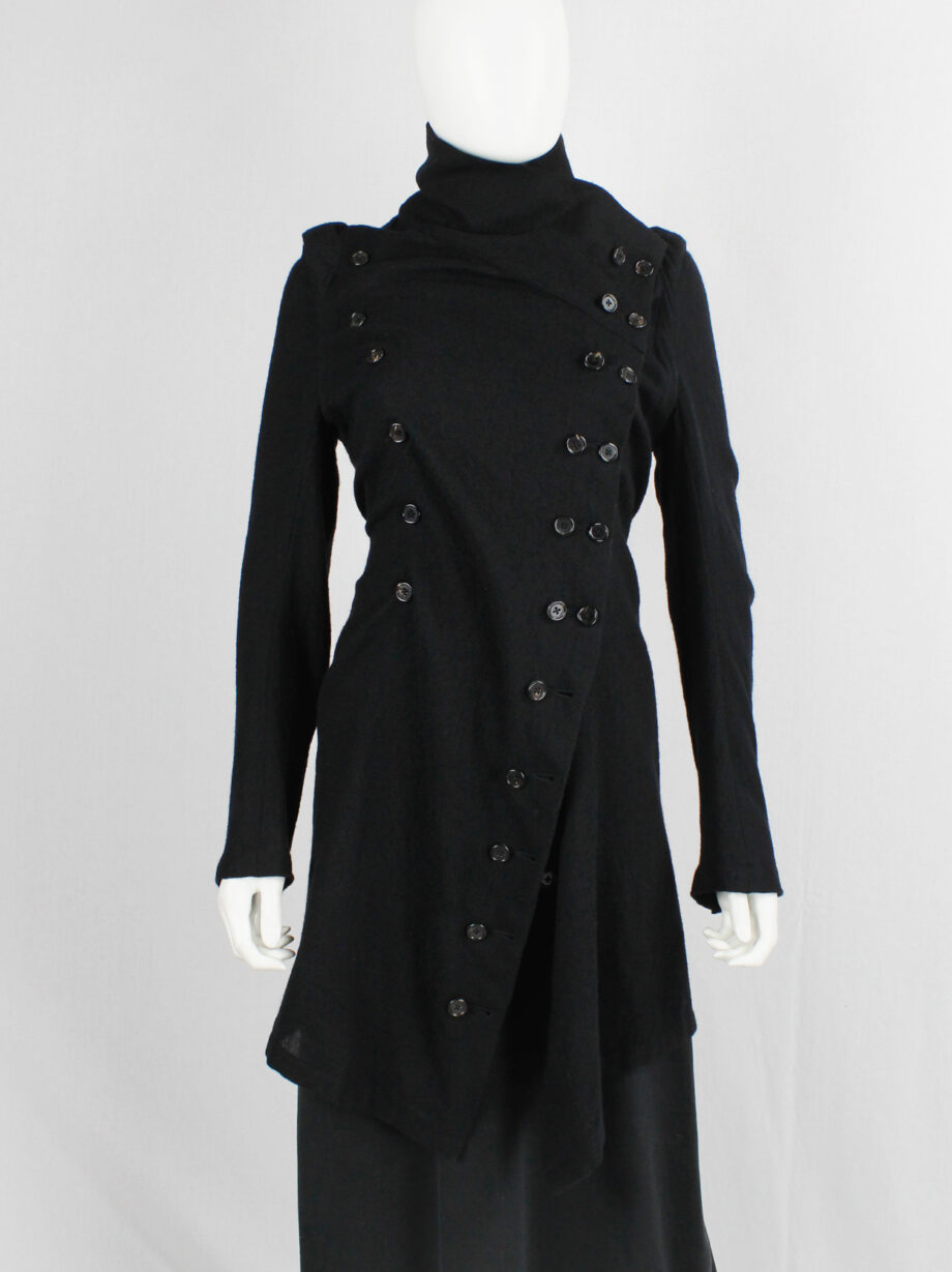 Ann Demeulemeester black long cardigan with a double row of buttons fall 2009 (17)