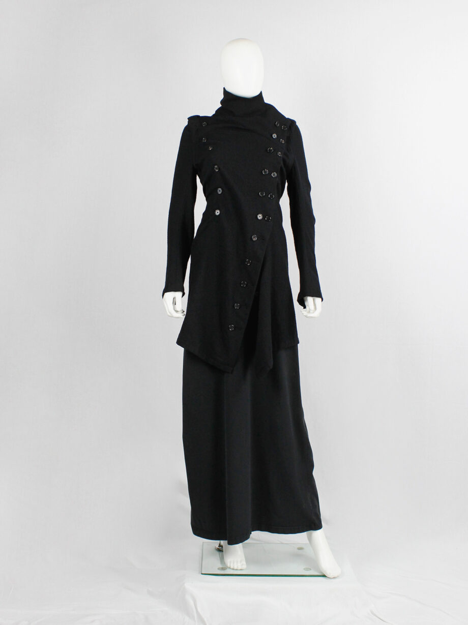Ann Demeulemeester black long cardigan with a double row of buttons fall 2009 (19)