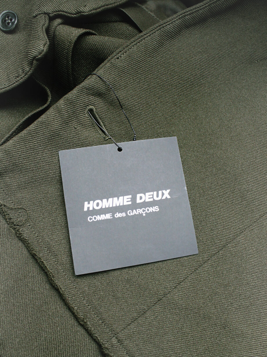 Comme des Garcons Homme Deux khaki blazer with torn waist and panel insert 2018 (7)
