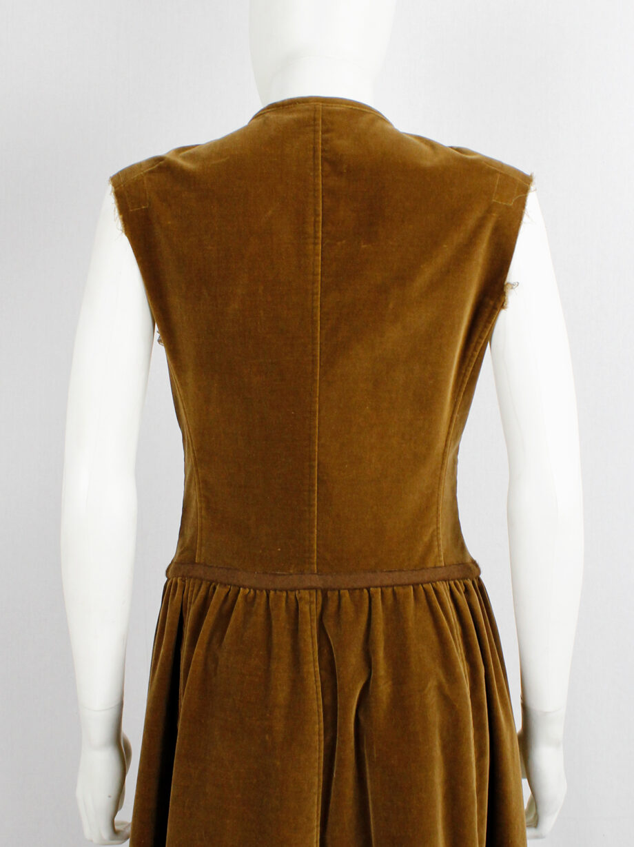 Dries Van Noten brown velvet dress with corset hooks and open skirt fall 1999 (9)