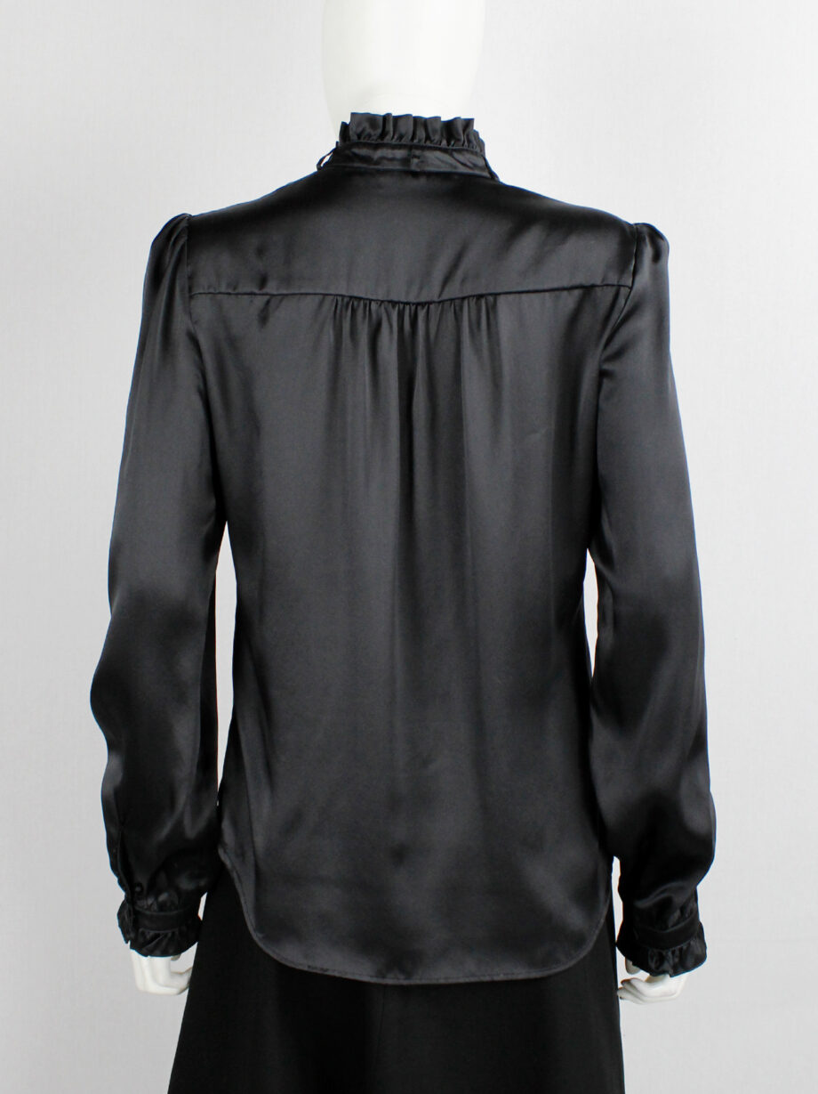 Veronique Branquinho for 3 Suisses black satin Edwardian blouse with frills fall 2009 (1)