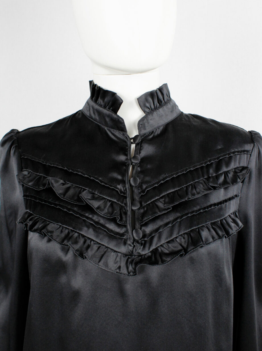 Veronique Branquinho for 3 Suisses black satin Edwardian blouse with frills fall 2009 (9)