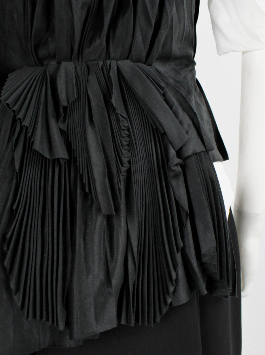 af Vandevorst black faux suede pleated bustier with draped back layers fall 2011 (11)