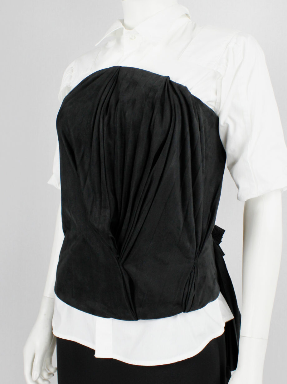 af Vandevorst black faux suede pleated bustier with draped back layers fall 2011 (3)