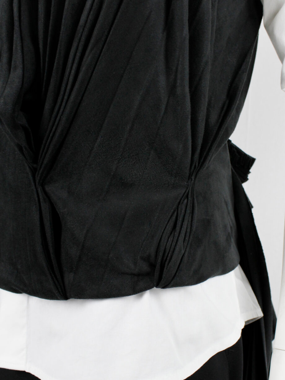 af Vandevorst black faux suede pleated bustier with draped back layers fall 2011 (4)