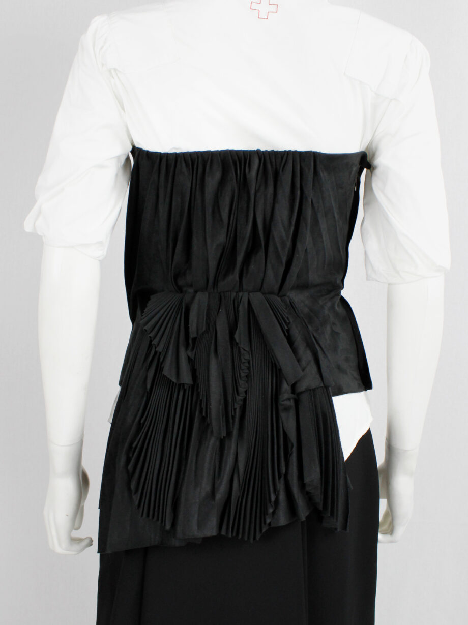 af Vandevorst black faux suede pleated bustier with draped back layers fall 2011 (9)