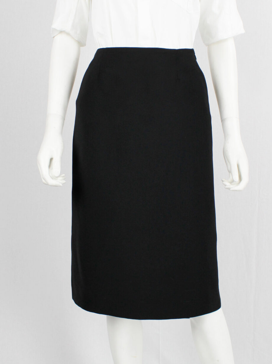 af Vandevorst black pencil skirt with folded drape on the back fall 2002 (11)