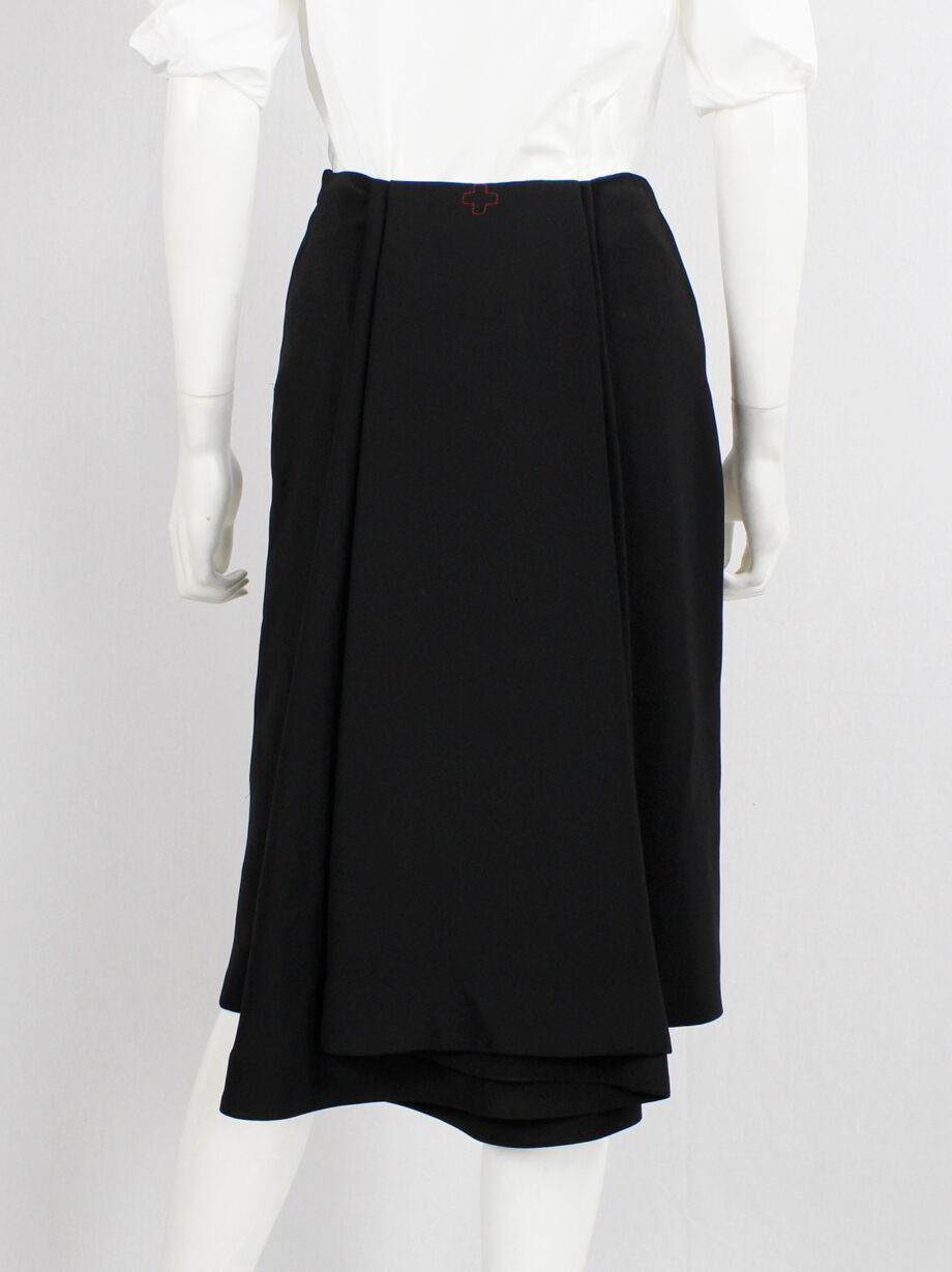 af Vandevorst black pencil skirt with folded drape on the back fall 2002 (2)