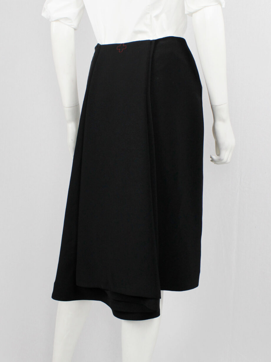 af Vandevorst black pencil skirt with folded drape on the back fall 2002 (3)