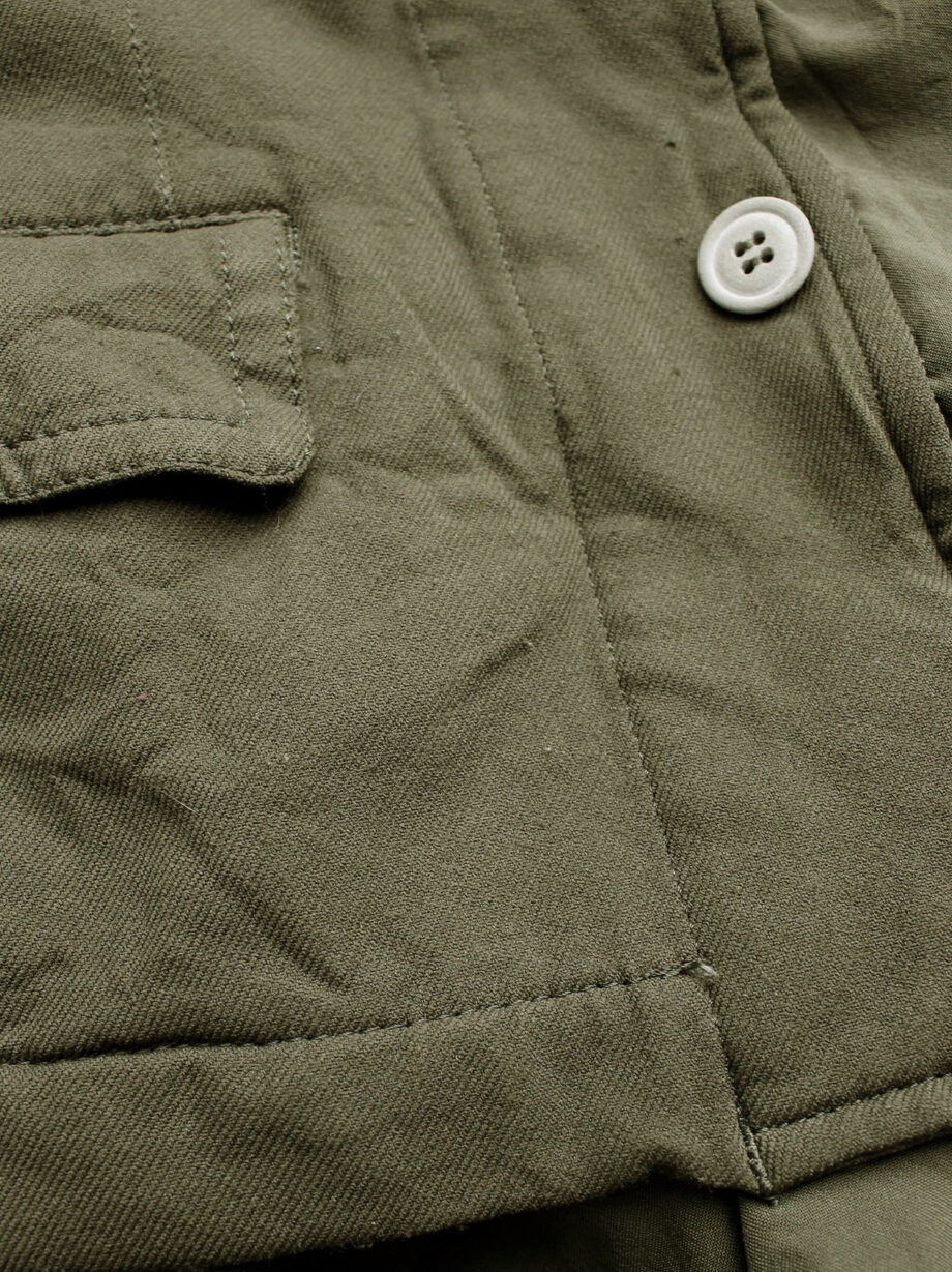 vintage Comme des Garcons khaki green blazer fused with a long draped underlayer fall 2009 (11)