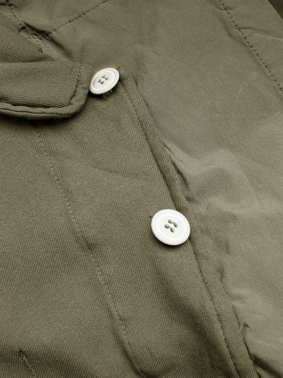 vintage Comme des Garcons khaki green blazer fused with a long draped underlayer fall 2009 (15)