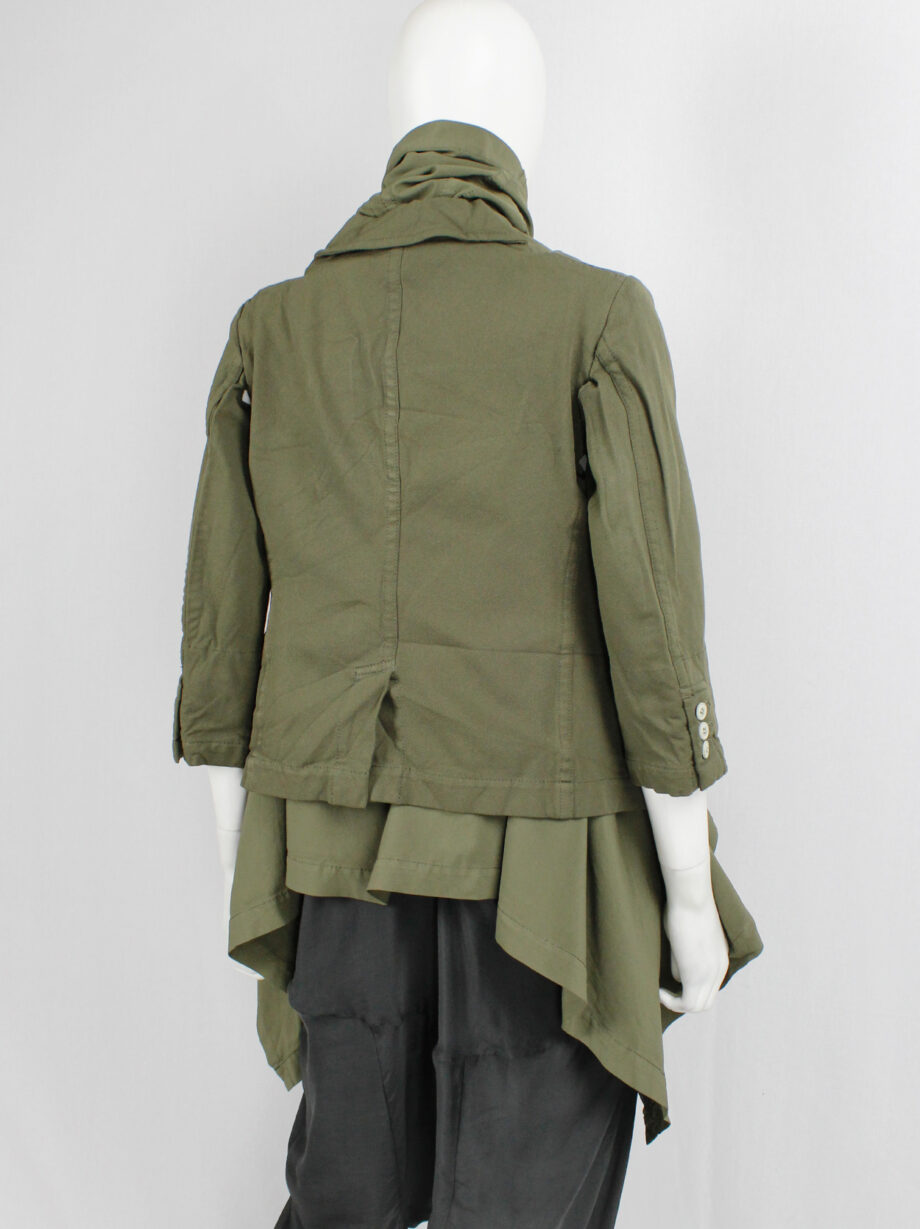 vintage Comme des Garcons khaki green blazer fused with a long draped underlayer fall 2009 (5)
